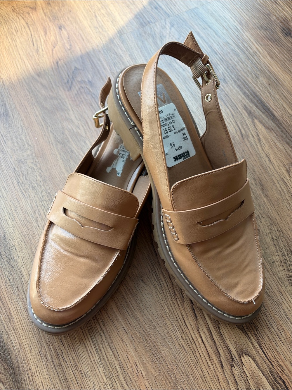 DV by Dolce Vita Cabo Tan Leather Penny Slingback Loafers